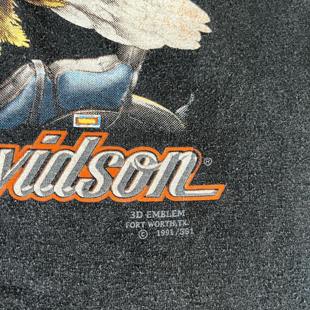 Vintage 1991 Harley Davidson 3D Emblem Eagle T-Shirt - Picture 3 of 9